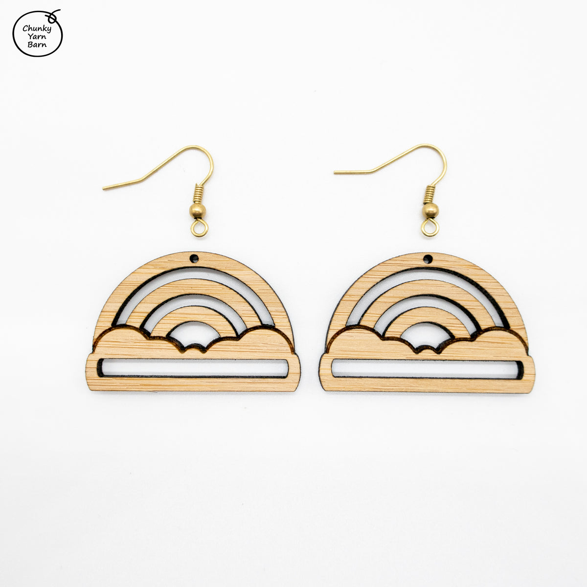 BAMBOO Earring Macrame Frames RAINBOW + CLOUDS Pair