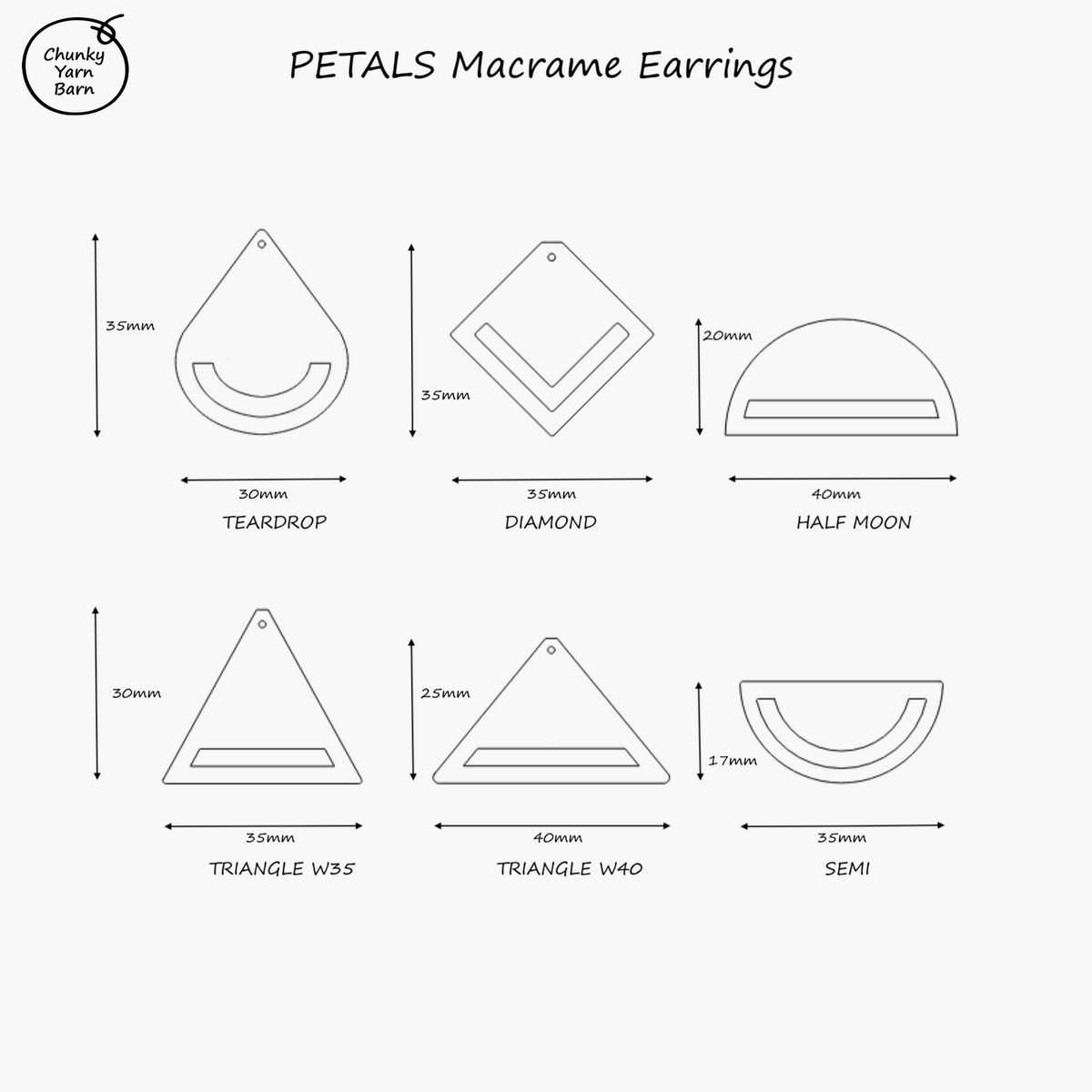 WALNUT Macrame Earring Frames PETALS Range