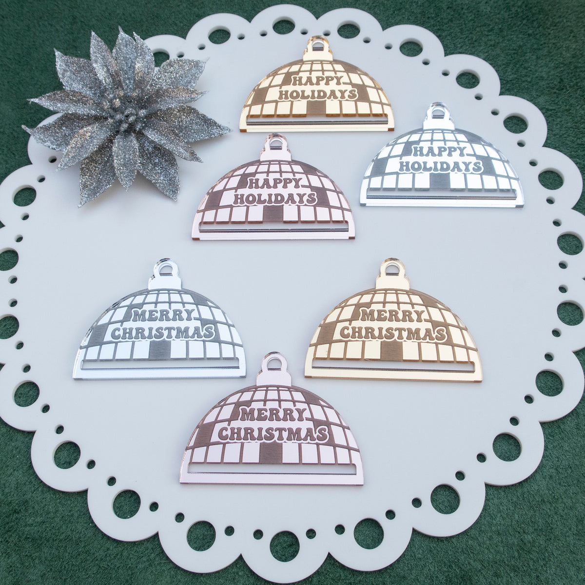 Disco Christmas Macrame Ornament