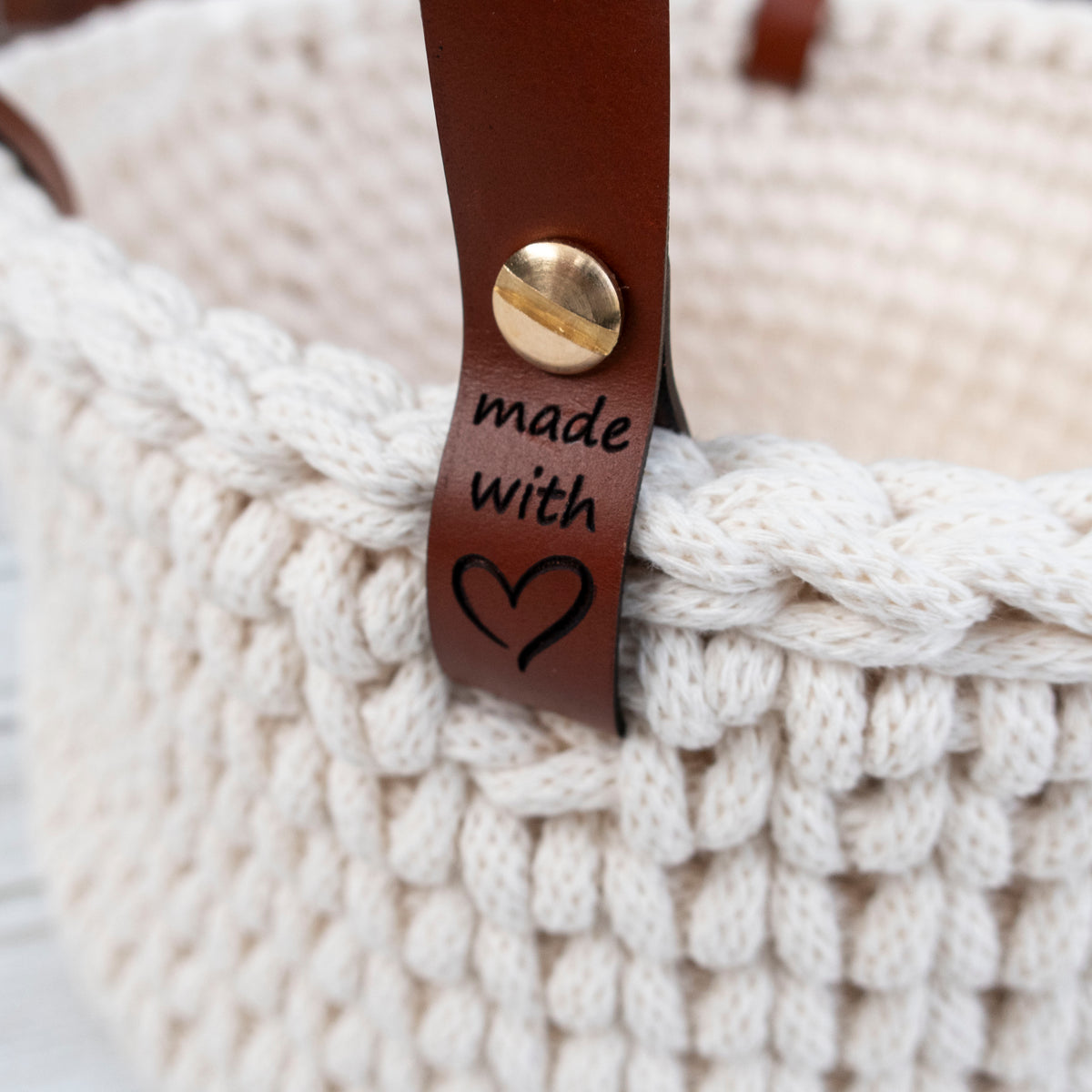 Crochet Basket Kit 22cm incl. Leather Handles Mother&#39;s Day