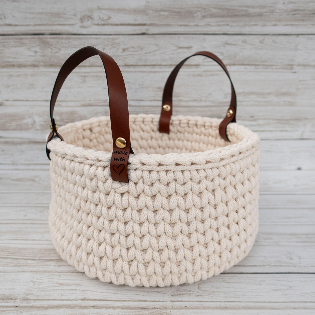 Crochet Basket Kit 22cm incl. Leather Handles Mother&#39;s Day
