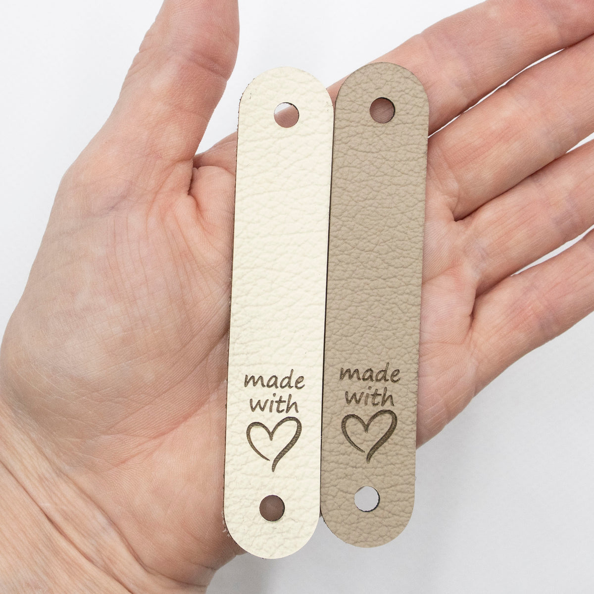 'Made with ♡' Genuine Leather Tag + Screw