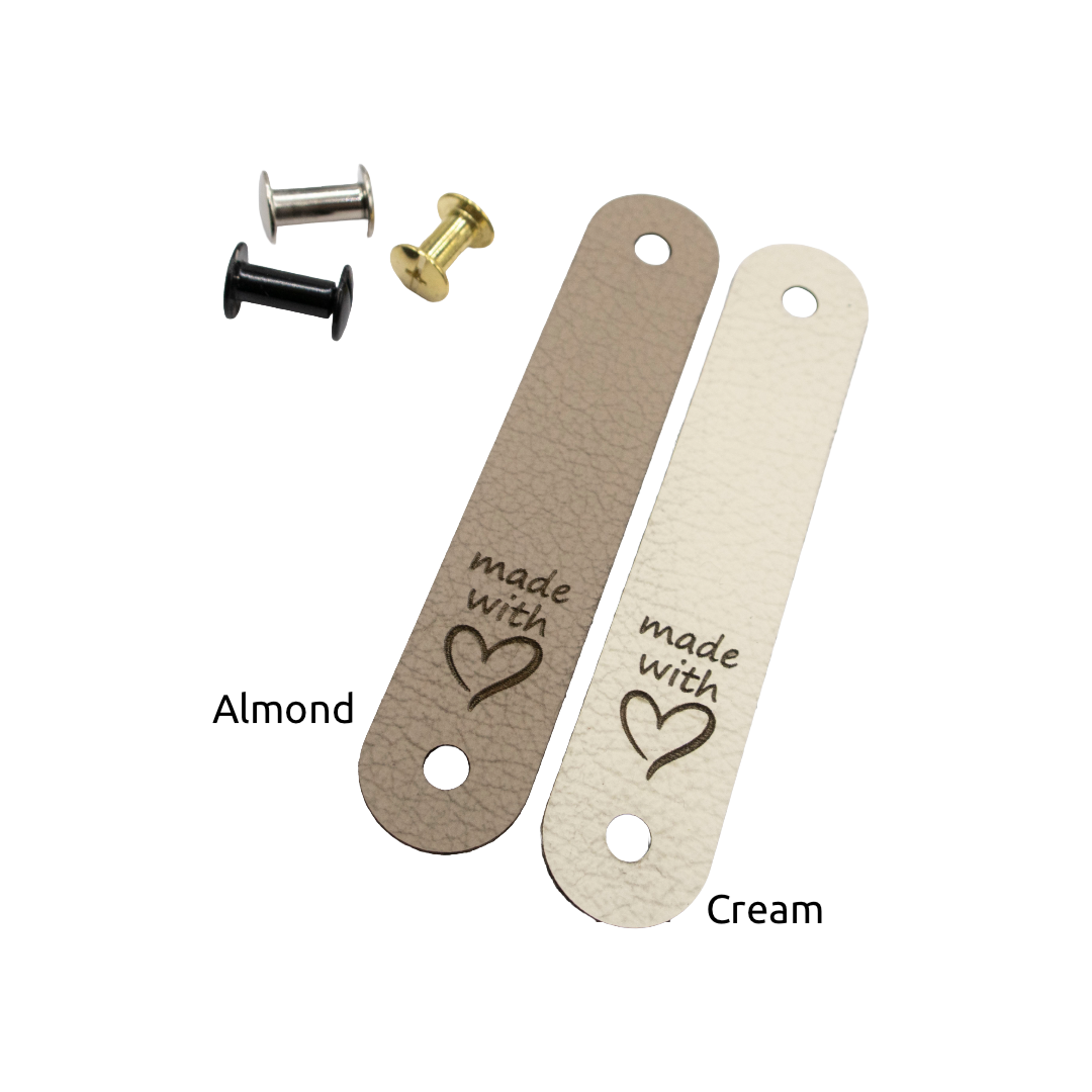 'Made with ♡' Genuine Leather Tag + Screw