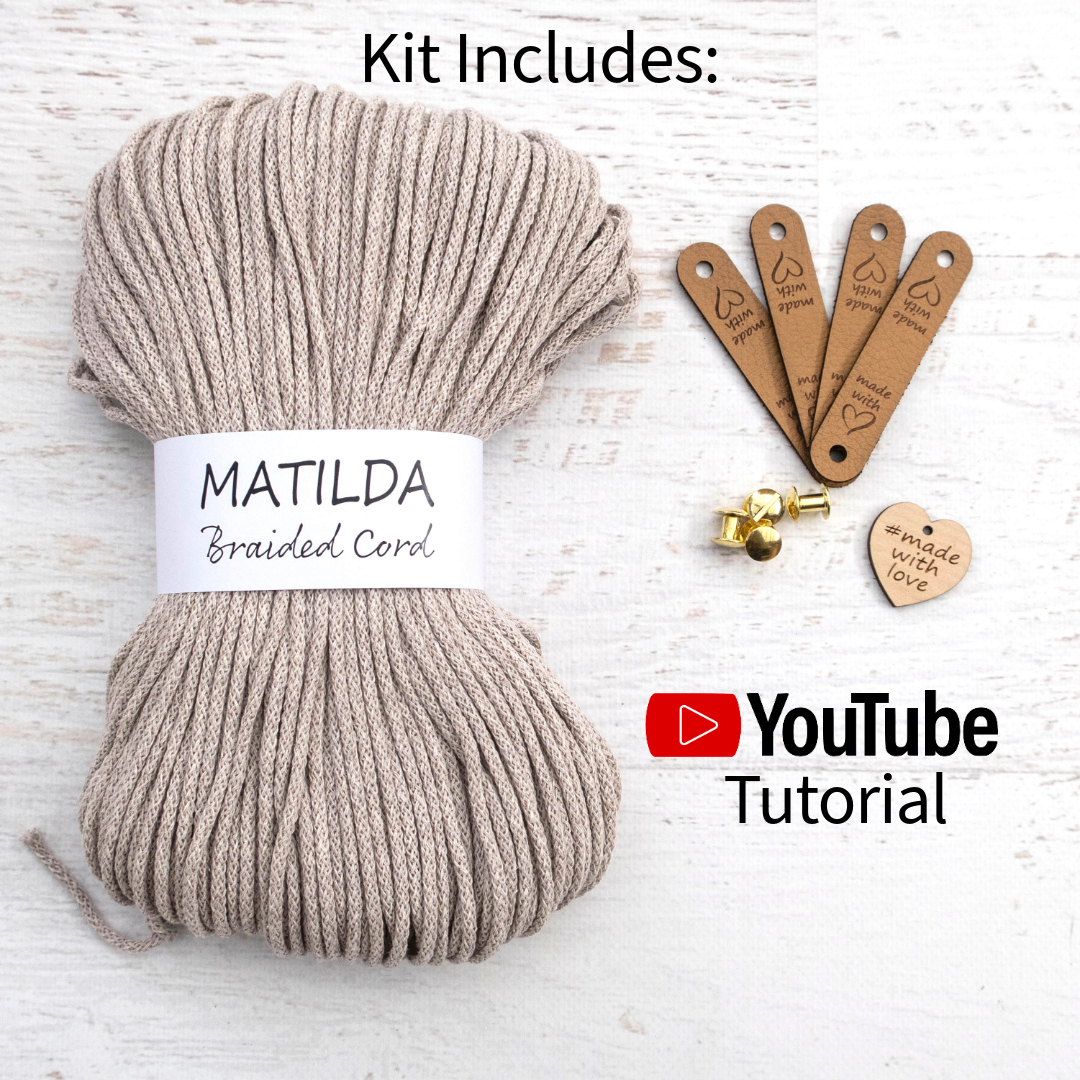 Crochet Kit: 4 Coasters + Leather Tags