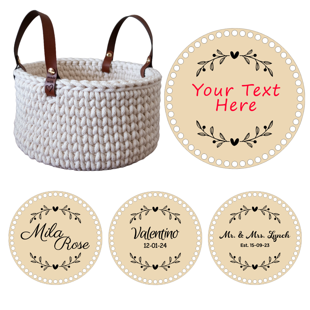 Crochet Basket Kit 22cm incl. Leather Handles CUSTOMISED