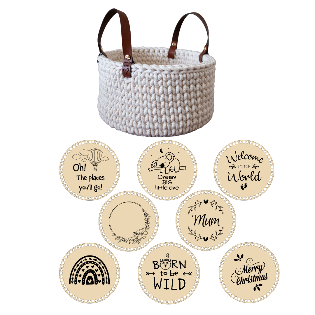Crochet Basket Kit 22cm incl. Leather Handles