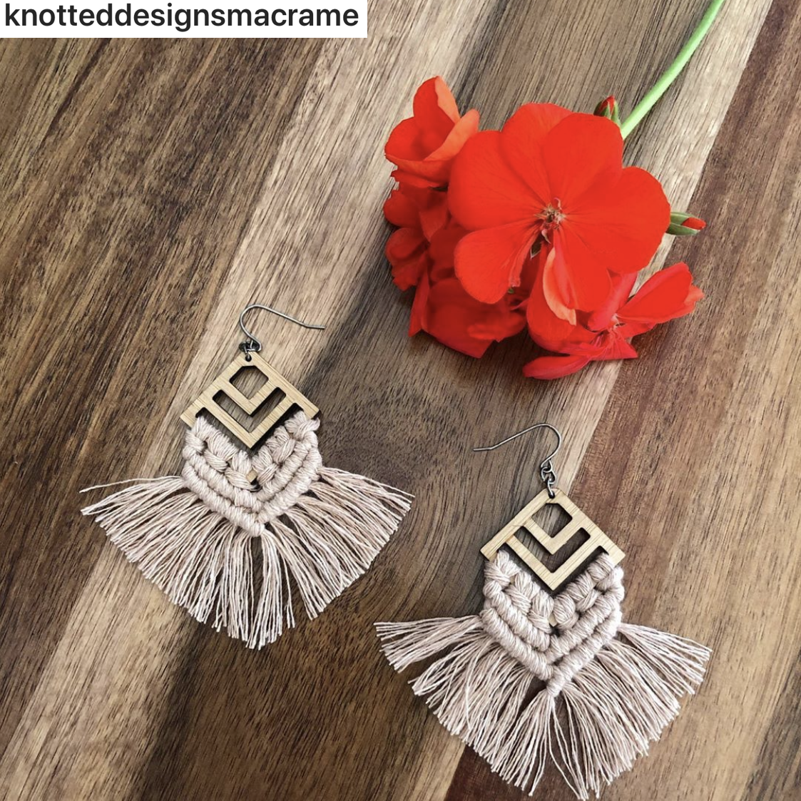 Earring Macrame Frames DIAMOND CHEVRON Pair