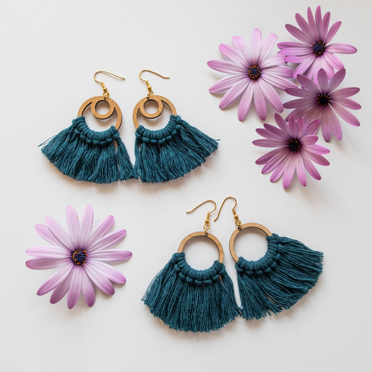 BAMBOO Earring Macrame Frames CIRCULAR Pair