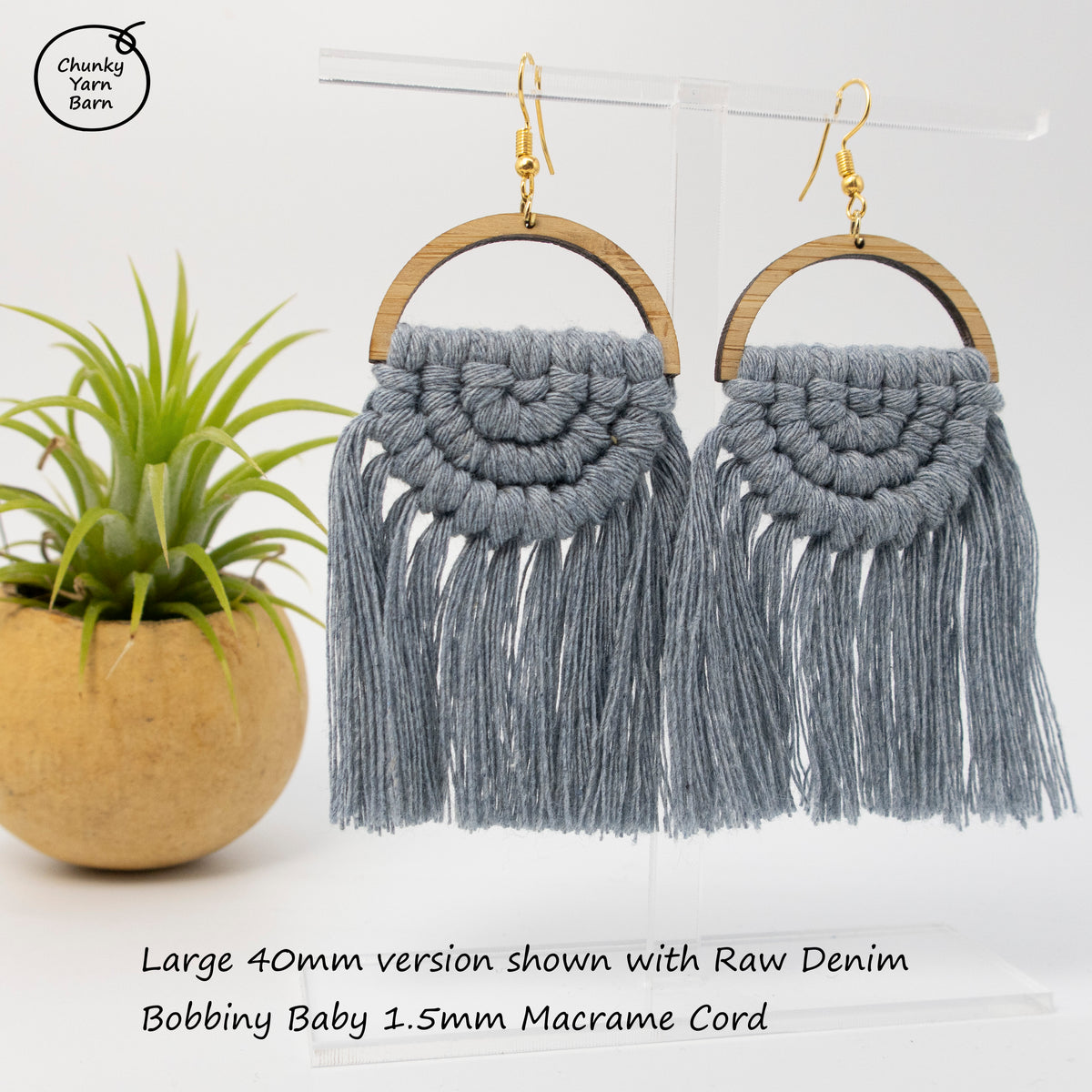 BAMBOO Earring Macrame Frames HALF MOON