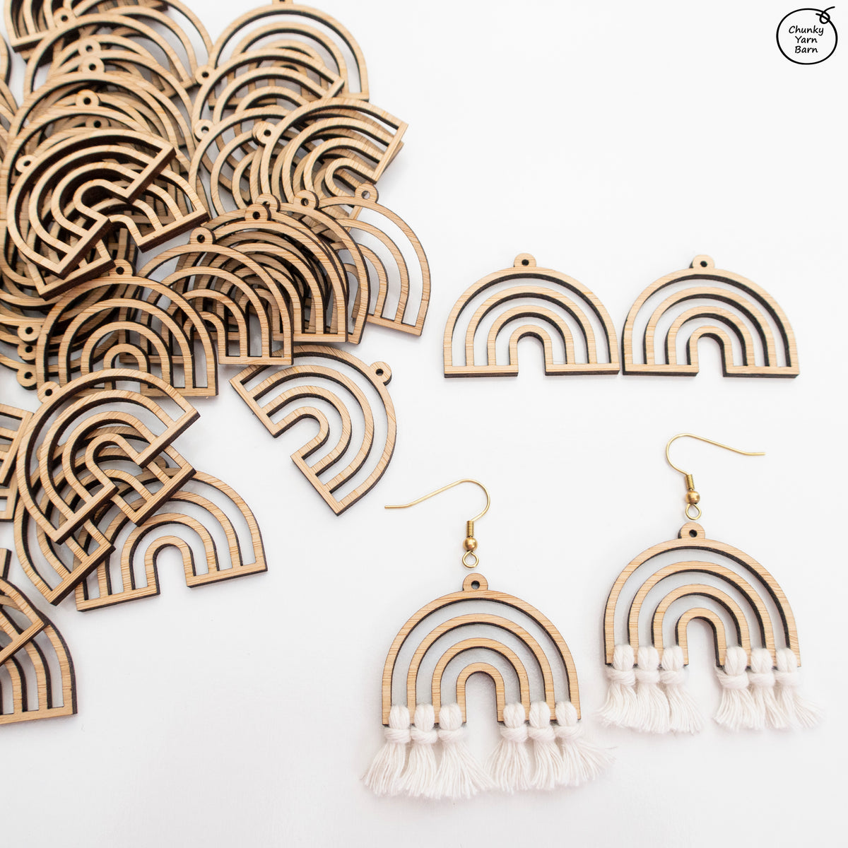 BAMBOO Earring Macrame Frames RAINBOW Pair