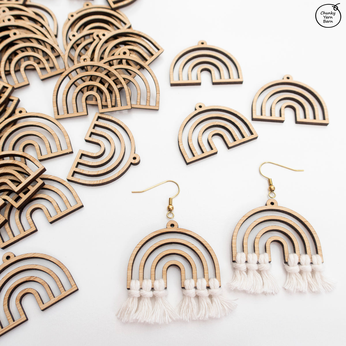 BAMBOO Earring Macrame Frames RAINBOW Pair