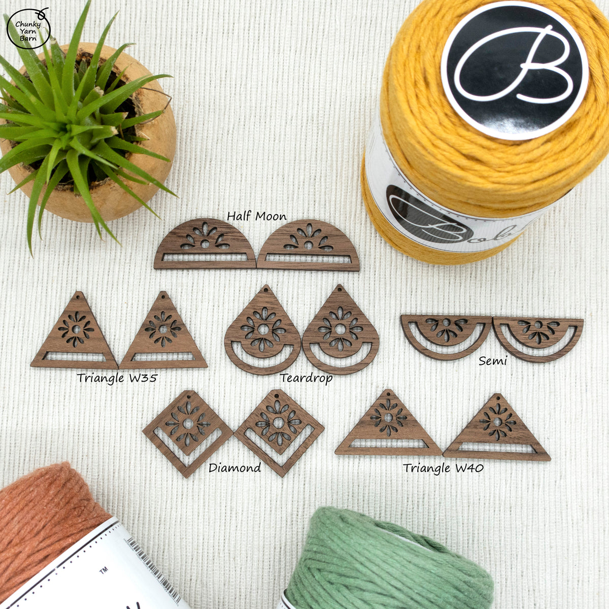 WALNUT Macrame Earring Frames PETALS Range