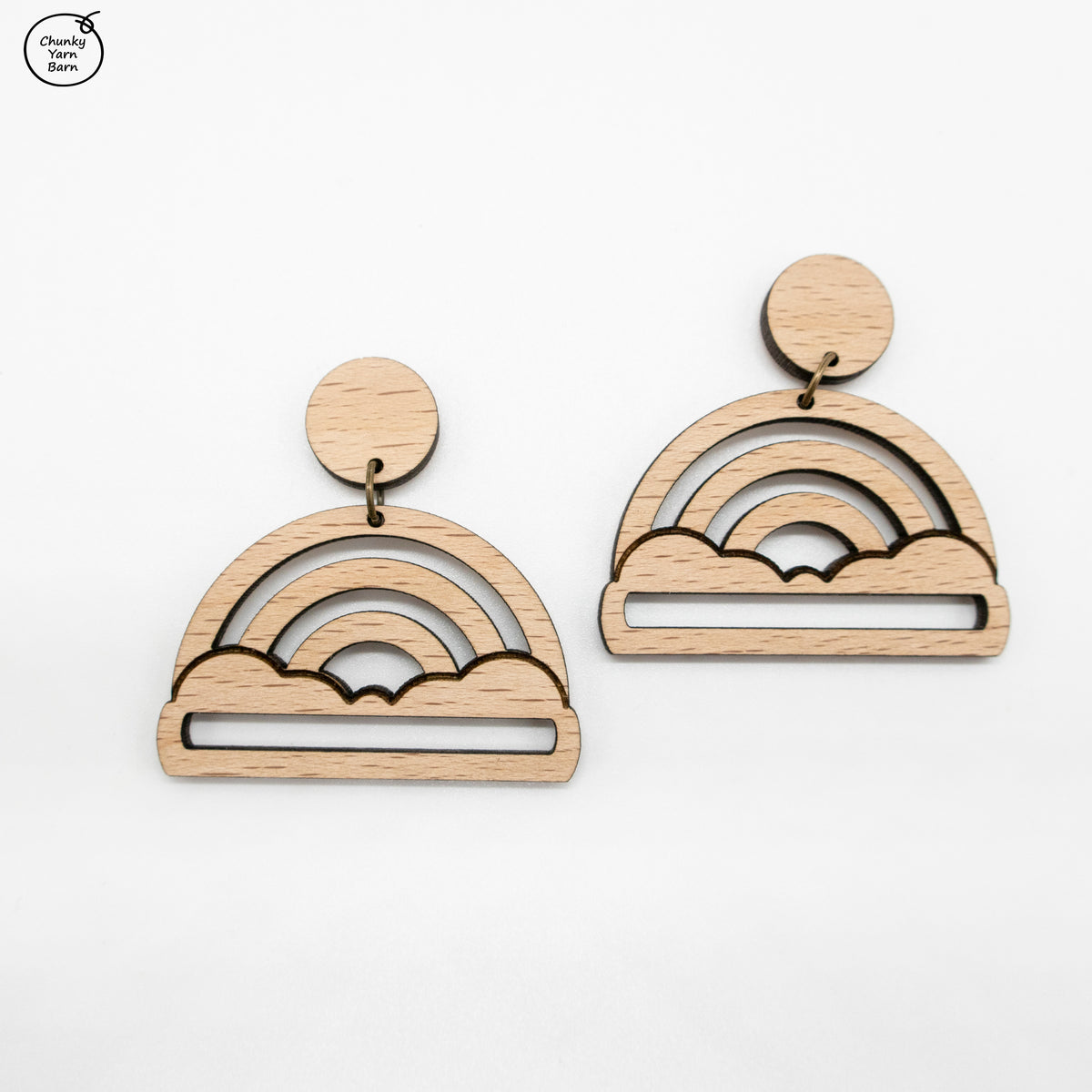 BAMBOO Earring Macrame Frames RAINBOW + CLOUDS Pair