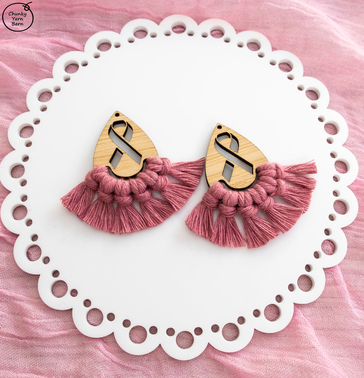 Macrame Earring Blanks AWARENESS RIBBON