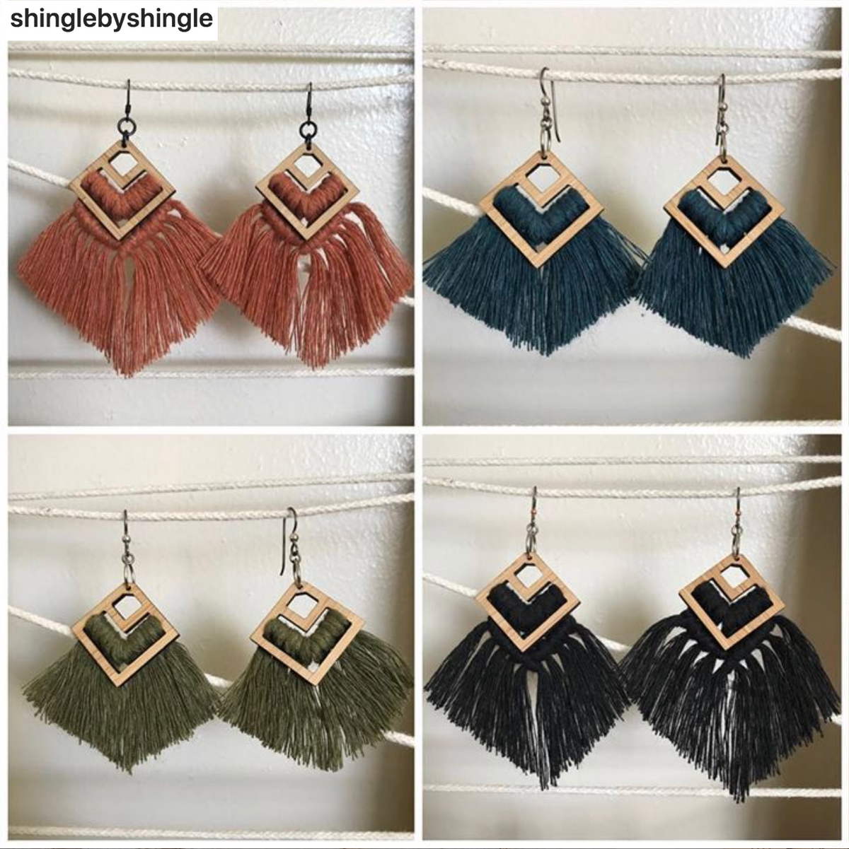 Earring Macrame Frames DIAMOND CHEVRON Pair