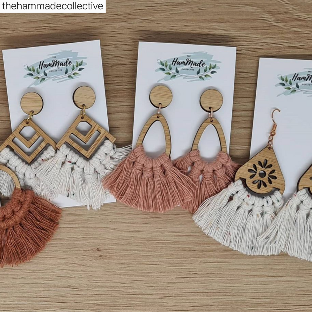 BAMBOO Earring Macrame Frames TEARDROP Pair