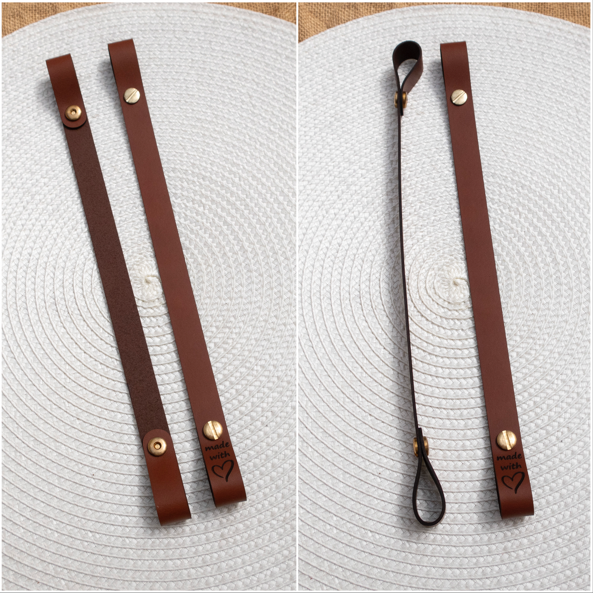 Genuine Leather 40cm Handles + Screws